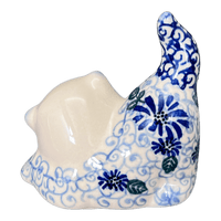 A picture of a Polish Pottery Small Cat Figurine (Dreamy Blue) | GZW07-PT as shown at PolishPotteryOutlet.com/products/small-cat-figurine-dreamy-blue-gzw07-pt