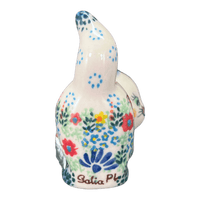 A picture of a Polish Pottery Small Cat Figurine (Butterfly Spring) | GZW07-UD1 as shown at PolishPotteryOutlet.com/products/small-cat-figurine-ud1-gzw07-ud1