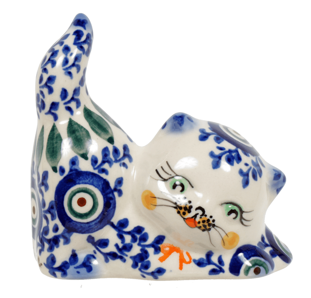 Figurine, Cat, 3.25" Small in "Peacock Vine" by Galia | GZW07-UPL