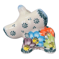 A picture of a Polish Pottery Small Elephant Figurine (Rainbow Bouquet) | GZW15-AV3 as shown at PolishPotteryOutlet.com/products/small-elephant-figurine-av3-1