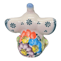 A picture of a Polish Pottery Small Sitting Elephant Figurine (Rainbow Bouquet) | GZW15A-AV3 as shown at PolishPotteryOutlet.com/products/small-elephant-figurine-av3