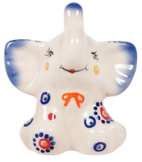 A picture of a Polish Pottery Small Sitting Elephant Figurine (PK1) | GZW15A-PK1 as shown at PolishPotteryOutlet.com/products/small-elephant-figurine-pk1