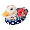 Polish Pottery Duck Figurine (Poinsettias) | GZW17-AS5 at PolishPotteryOutlet.com