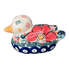 Polish Pottery Duck Figurine (Poinsettias) | GZW17-AS5 Additional Image at PolishPotteryOutlet.com