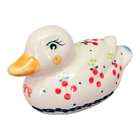A picture of a Polish Pottery Duck Figurine (Currant Berry) | GZW17-PJ as shown at PolishPotteryOutlet.com/products/duck-figurine-currant-berry-gzw17-pj