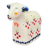 A picture of a Polish Pottery Lamb Figurine (Currant Berry) | GZW22-PJ as shown at PolishPotteryOutlet.com/products/lamb-figurine-currant-berry-gzw22-pj
