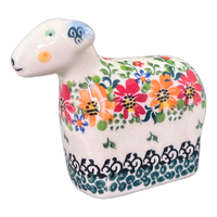 A picture of a Polish Pottery Lamb Figurine (Red & Orange Dream) | GZW22-UHP as shown at PolishPotteryOutlet.com/products/lamb-figurine-uhp-gzw22-uhp