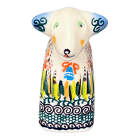 A picture of a Polish Pottery Lamb Figurine (Morning Meadow) | GZW22-ULA as shown at PolishPotteryOutlet.com/products/lamb-figurine-ula-gzw22-ula