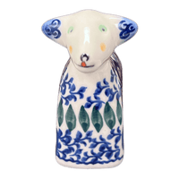 A picture of a Polish Pottery Lamb Figurine (Peacock Vine) | GZW22-UPL as shown at PolishPotteryOutlet.com/products/lamb-figurine-upl-gzw22-upl