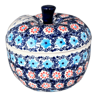 A picture of a Polish Pottery Apple Baker (Daisy Circle) | J058T-MS01 as shown at PolishPotteryOutlet.com/products/apple-baker-ms01-j058t-ms01