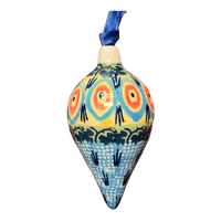 A picture of a Polish Pottery Teardrop Ornament (Providence) | K027S-WKON as shown at PolishPotteryOutlet.com/products/teardrop-ornament-providence-k027s-wkon