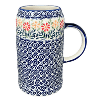 A picture of a Polish Pottery 1.25 Liter Bavarian Tankard (Flower Power) | K053T-JS14 as shown at PolishPotteryOutlet.com/products/1-25-liter-bavarian-tankard-flower-power-k053t-js14