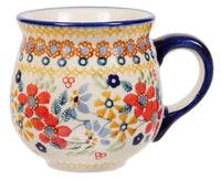 A picture of a Polish Pottery Small Belly Mug (Ruby Duet) | K067S-DPLC as shown at PolishPotteryOutlet.com/products/small-belly-mug-duet-in-ruby