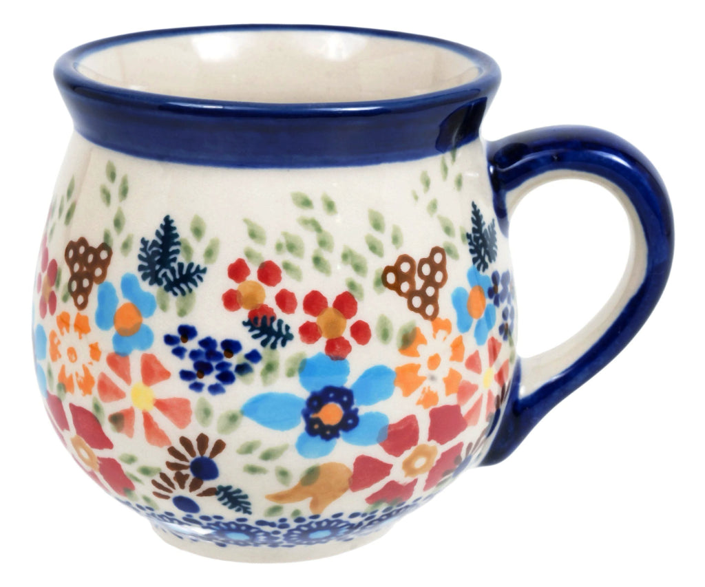 Mug, Belly Mug, Small, 7 oz in "Festive Flowers" by Manufaktura | K067S-IZ16