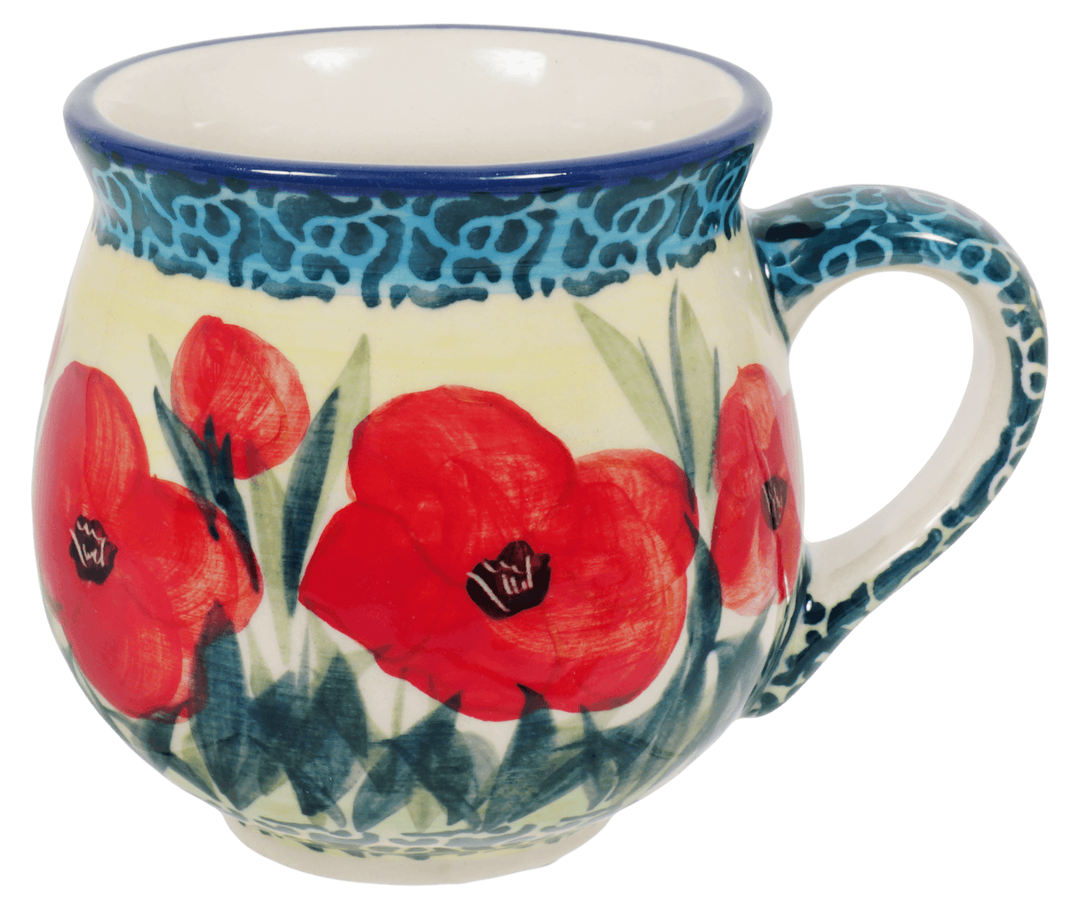 Mug, Belly Mug, Small, 7 oz in "Poppies in Bloom" by Manufaktura | K067S-JZ34