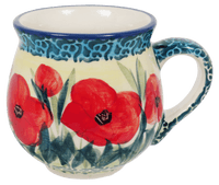 A picture of a Polish Pottery Small Belly Mug (Poppies in Bloom) | K067S-JZ34 as shown at PolishPotteryOutlet.com/products/small-belly-mug-poppies-in-bloom