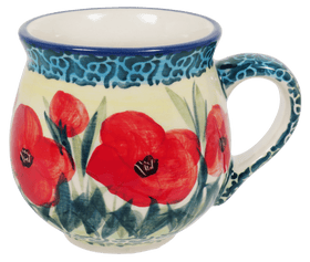 Polish Pottery Small Belly Mug (Poppies in Bloom) | K067S-JZ34 Additional Image at PolishPotteryOutlet.com