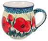 Polish Pottery Small Belly Mug (Poppies in Bloom) | K067S-JZ34 at PolishPotteryOutlet.com