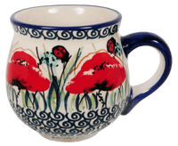 A picture of a Polish Pottery Small Belly Mug (Poppy Paradise) | K067S-PD01 as shown at PolishPotteryOutlet.com/products/small-belly-mug-poppy-paradise