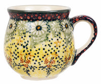 A picture of a Polish Pottery Small Belly Mug (Sunshine Grotto) | K067S-WK52 as shown at PolishPotteryOutlet.com/products/small-belly-mug-sunshine-grotto