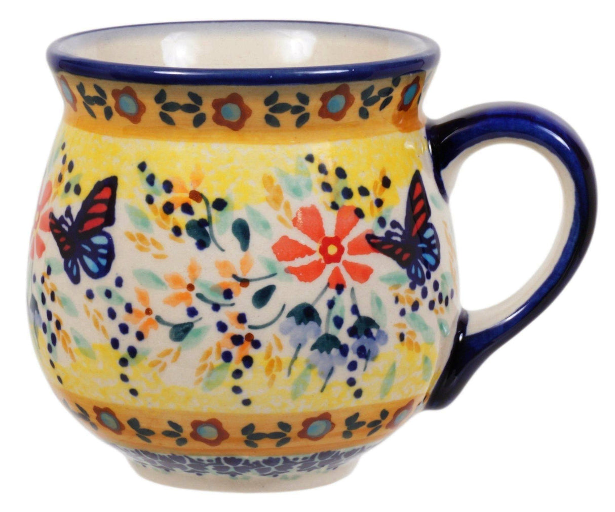 Mug, Belly Mug, Small, 7 oz in "Butterfly Bliss" by Manufaktura | K067S-WK73