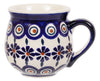 Polish Pottery Small Belly Mug (Floral Peacock) | K067T-54KK at PolishPotteryOutlet.com
