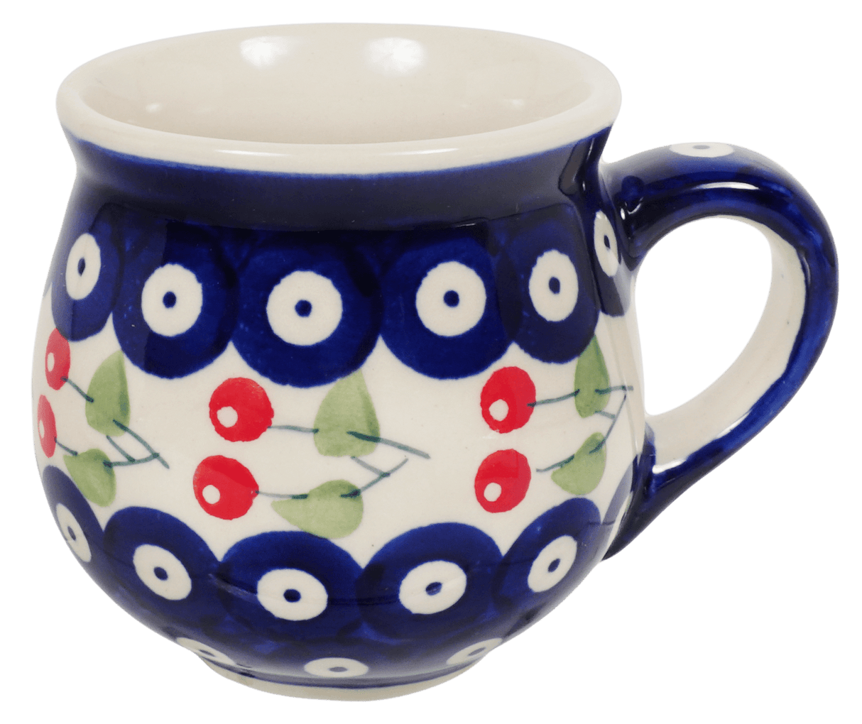 Mug, Belly Mug, Small, 7 oz in "Cherry Dot" by Manufaktura | K067T-70WI