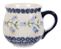 A picture of a Polish Pottery Small Belly Mug (Lily of the Valley) | K067T-ASD as shown at PolishPotteryOutlet.com/products/small-belly-mug-lily-of-the-valley