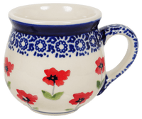 A picture of a Polish Pottery Small Belly Mug (Poppy Garden) | K067T-EJ01 as shown at PolishPotteryOutlet.com/products/small-belly-mug-poppy-garden