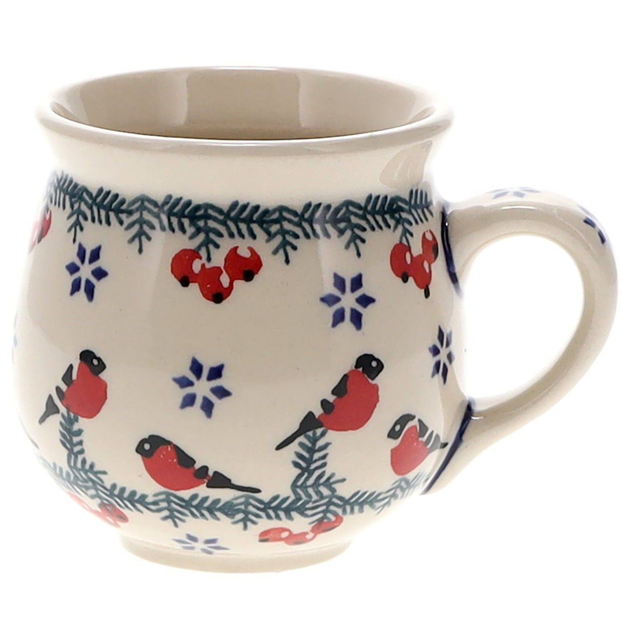 Mug, Belly Mug, Small, 7 oz in "Red Bird" by Manufaktura | K067T-GILE