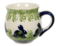 A picture of a Polish Pottery Small Belly Mug (Bunny Love) | K067T-P324 as shown at PolishPotteryOutlet.com/products/small-belly-mug-bunny-love