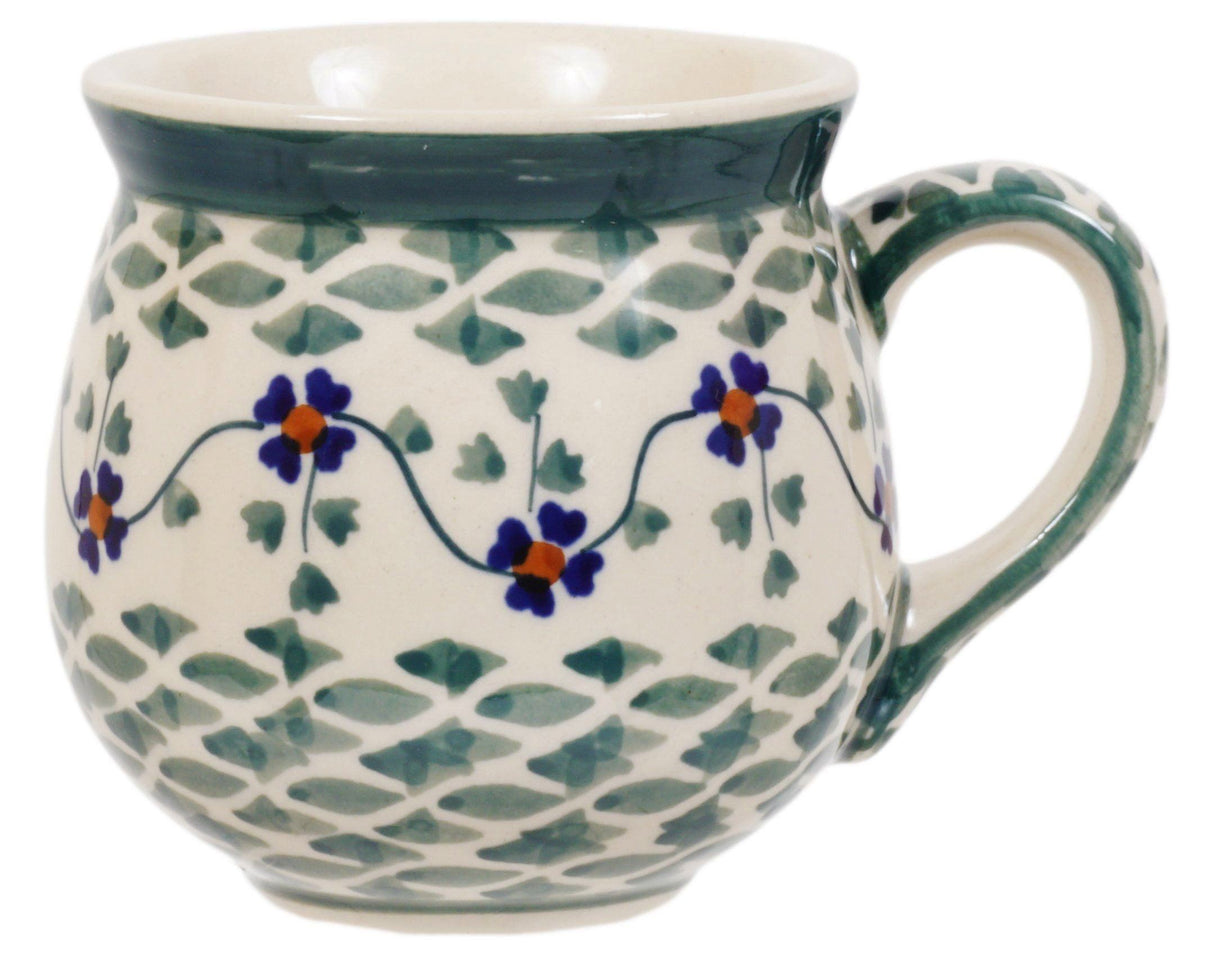 Mug, Belly Mug, Small, 7 oz in "Woven Pansies" by Manufaktura | K067T-RV