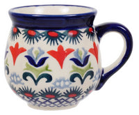A picture of a Polish Pottery Small Belly Mug (Scandinavian Scarlet) | K067U-P295 as shown at PolishPotteryOutlet.com/products/small-belly-mug-scandinavian-scarlet
