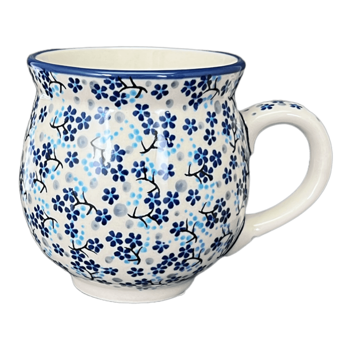 Mug, Belly Mug, 16oz Large in "Scattered Blues" by Manufaktura | K068S-AS45