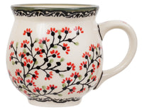 A picture of a Polish Pottery Large Belly Mug (Cherry Blossom) | K068S-DPGJ as shown at PolishPotteryOutlet.com/products/large-belly-mug-cherry-blossom