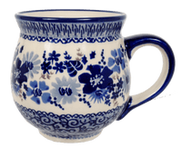 A picture of a Polish Pottery Large Belly Mug (Blue Life) | K068S-EO39 as shown at PolishPotteryOutlet.com/products/large-belly-mug-blue-life