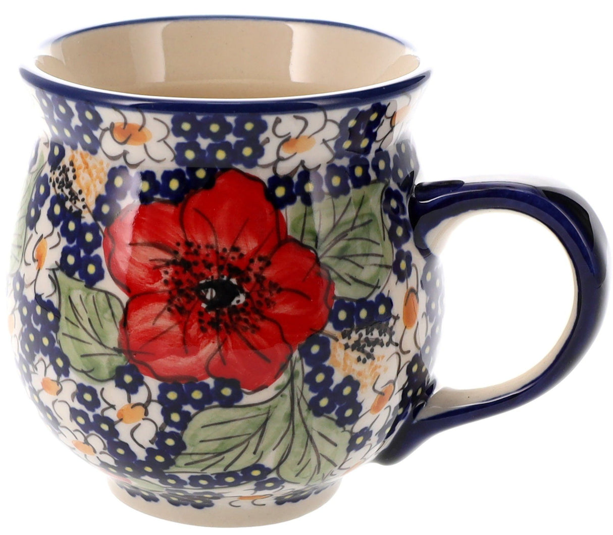 Mug, Belly Mug, 16oz Large in "Poppies & Posies" by Manufaktura | K068S-IM02