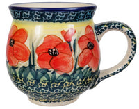A picture of a Polish Pottery Large Belly Mug (Poppies in Bloom) | K068S-JZ34 as shown at PolishPotteryOutlet.com/products/large-belly-mug-poppies-in-bloom