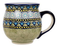 A picture of a Polish Pottery Large Belly Mug (Blue Bells) | K068S-KLDN as shown at PolishPotteryOutlet.com/products/large-belly-mug-blue-bells