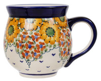 A picture of a Polish Pottery Large Belly Mug (Autumn Harvest) | K068S-LB as shown at PolishPotteryOutlet.com/products/large-belly-mug-autumn-harvest