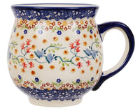 A picture of a Polish Pottery Large Belly Mug (Wildflower Delight) | K068S-P273 as shown at PolishPotteryOutlet.com/products/large-belly-mug-wildflower-delight