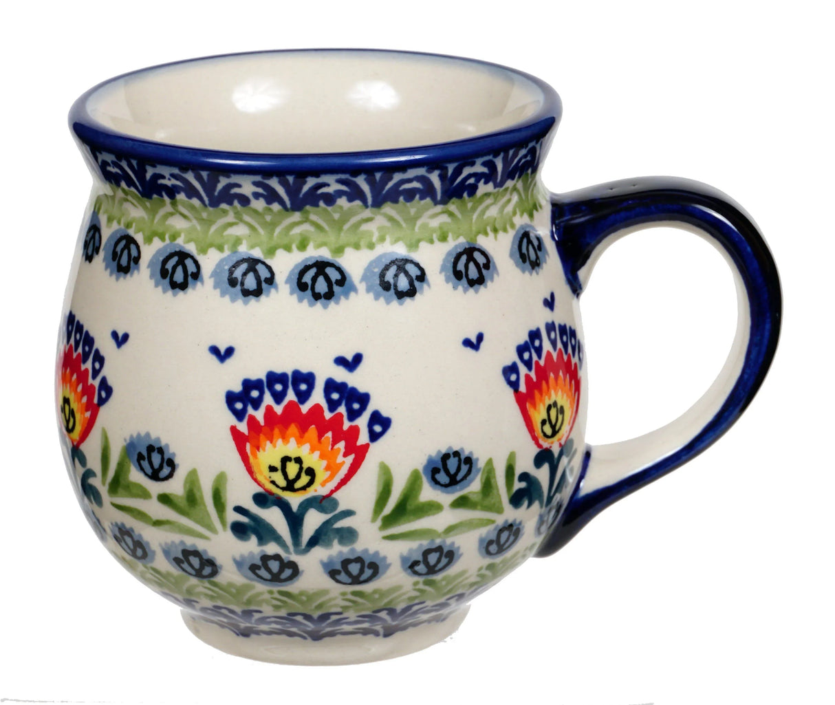 Mug, Belly Mug, 16oz Large in "Floral Fans" by Manufaktura | K068S-P314