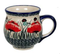 A picture of a Polish Pottery Large Belly Mug (Poppy Paradise) | K068S-PD01 as shown at PolishPotteryOutlet.com/products/large-belly-mug-poppy-paradise