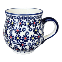 A picture of a Polish Pottery Large Belly Mug (Field of Daisies) | K068S-S001 as shown at PolishPotteryOutlet.com/products/large-belly-mug-s001-k068s-s001