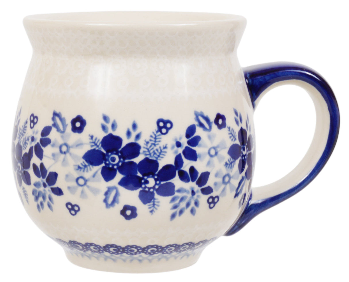 Mug, Belly Mug, 16oz Large in "Duet in Blue & White" by Manufaktura | K068S-SB04