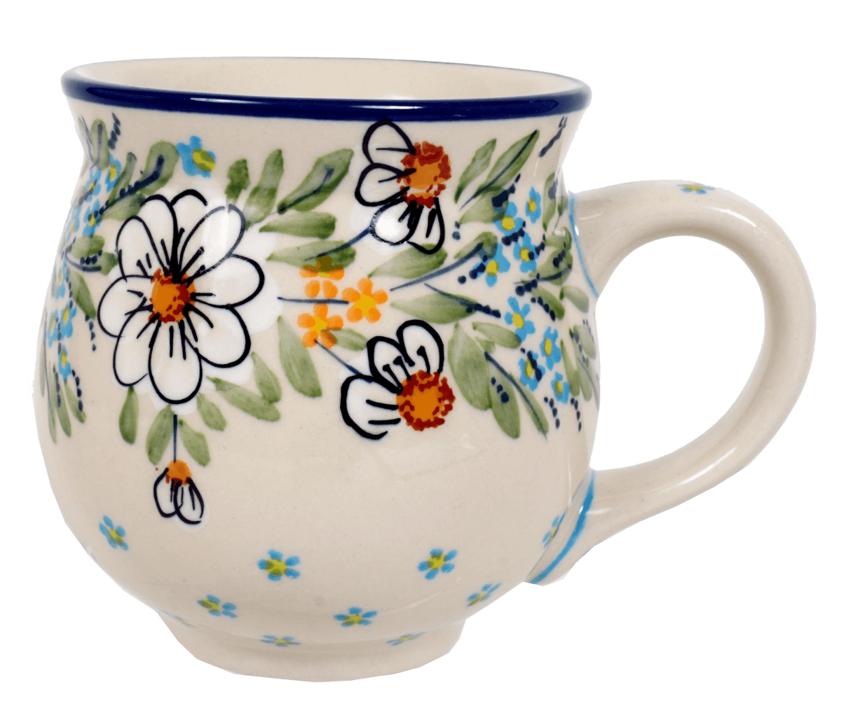 Mug, Belly Mug, 16oz Large in "Daisy Bouquet" by Manufaktura | K068S-TAB3