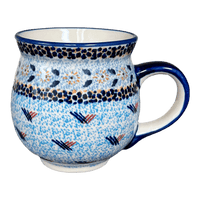 A picture of a Polish Pottery Large Belly Mug (Patriotic Garden) | K068S-WK56 as shown at PolishPotteryOutlet.com/products/large-belly-mug-wk56-k068s-wk56