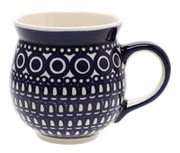 A picture of a Polish Pottery Large Belly Mug (Gothic) | K068T-13 as shown at PolishPotteryOutlet.com/products/large-belly-mug-gothic-k068t-13