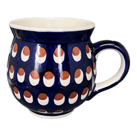A picture of a Polish Pottery Large Belly Mug (Pheasant Feathers) | K068T-52 as shown at PolishPotteryOutlet.com/products/large-belly-mug-pheasant-feathers-k068t-52
