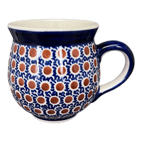 A picture of a Polish Pottery Large Belly Mug (Chocolate Drop) | K068T-55 as shown at PolishPotteryOutlet.com/products/large-belly-mug-chocolate-drop-k068t-55